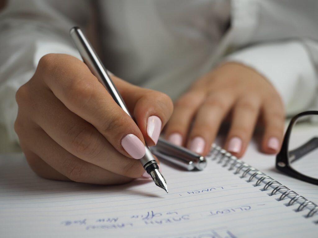 student writing